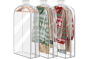 DEARBAG Housses de Vêtements Transparentes 60 x 102 cm Etanche Mite Housses à Vêtements Penderie avec Goussets de 10 inch pour Vêtements pour Femmes, Hommes, Costumes, Robes, Manteaux, Vestes, Voyages