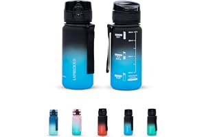 LA' PRECIOUS Water Bottle for Kids & Adults,500ML, 350ML -USA Tritan Material, Non-Toxic BPA Free, Fast Flow, Flip Top Leak Proof Lid. (Black/Blue, 350ML)
