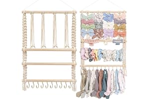 MOFASVIGI Headband Holder Hair Bows Organiser for Baby Girls, Baby Headbands Hair Accessories Organiser Storage Wall Hanging Decor for Toddler Girls Room (Beige-4)