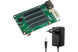 GeeekPi 5-bay SATA minnesexpansion för Raspberry Pi 5, 52Pi Penta SATA HAT för Raspberry Pi 5 2 GB/4 GB/8 GB/16 GB, PCIe, NAS-kompatibel, med 12 V DC-strömförsörjning