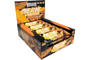 Warrior Creatine Protein Bars – Low Carb Snack, Oat Based Flapjack Bar, Increase Physical Performance, 12 x 75g (Chocolate Peanut)