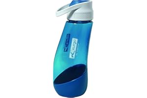 Kurgo Gourd Water Bottle & Bowl, 2 in 1 Dog Travel Water Bottle, Detachable Bowl, BPA Free, Holds 750 ml, Coastal Blue