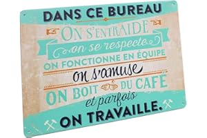 Hioni dans Ce Bureau on s'entraide, Pancarte en Métal Panneau Poster Plaque Métallique Slogan Art Décor Vintage Pr Maison Café Bureau