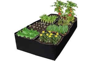Sushi Kong Fabric Raised Beds for Garden 128 Gallon 8 Holes Rectangle Planting Container Plant Grow Bags Breathable Planters for Growing Vegetables Potatoes Flowers Outdoor Gardening(180 * 90 * 30CM)