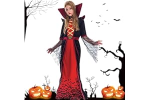 Efymosce Vestito Halloween Bambina Vampira, Costume Vampiro Bambino, Vampirese Costume Bambina per Halloween Carnevales Vampirotema Partys