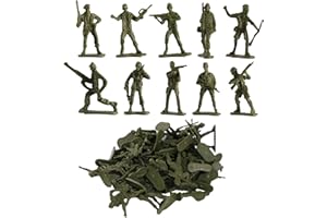 D.A.Y. Republic 50 Piece World War II Plastic Toy Soldiers Traditional Green Army Men, Free Standing in Battle Poses, Kids Military Games Action Figures, Combat Force Model
