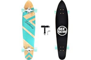 seething Monopatín Longboard Completo de 42 Pulgadas, el monopatín de Arce Artesanal Original para Crucero, Tallado, Estilo Libre y Cuesta Abajo