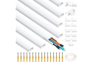 LALATOK 8pcs Canaline per Cavi, Canaline per Cavi Bianche 40 cm 30x15 mm, Canalina per Cavi Autoadesiva in PVC per Nascondere un Cavo di Alimentazione in Casa/Ufficio