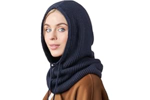 DRESHOW Sombreros de Invierno para Las Mujeres Pasamontañas de Punto Beanie Skull Cap Con Cordón Cálido Sombrero con Capucha Bufanda