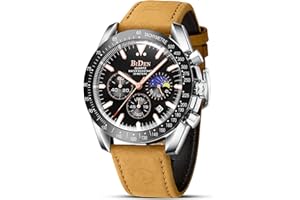 HANPOSH Orologio Uomo Cronografo Orologio Analogico Quarzo Moda Casual Orologio 30M Impermeabile Orologio da Polso Elegante Orologio in acciaio Data Luminosi Cool Orologio da Uomo