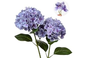 OAIRSE 2 fiori artificiali di ortensia, fiori finti decorativi viola realistici al tatto, in seta, stelo lungo 63 cm, per casa, hotel, ufficio, decorazioni per matrimoni