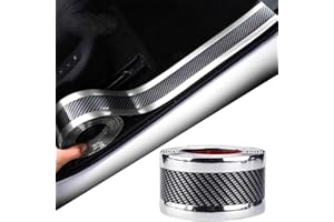 GENRICS Autocollant De Seuil De Porte De Voiture Fibre de Carbone Scuff Scratch Résistant,Protecteur Anti-Choc Bande en Caoutchouc,avec Résistance à l'abrasion,Aux Rayures Et Forte Adhésion(2,5M * 5CM)