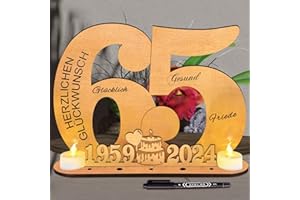 inyeskon 2024 Holz Schild Gästebuch, Geburtstag Frauen & Männer, 2×Flammenlose LED Kerzen, batteriebetrieben, Gästebuch Geburtstag als Personalisierbares Geschenk (65)