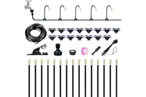 UMETASS 360° Flexibles Gartenbewässerungssystem mit verstellbaren Sprühdüsen – Selbstbau-Set für Rasenflächen, Terrassen & Outdoor-Nebelkühlung(15M)
