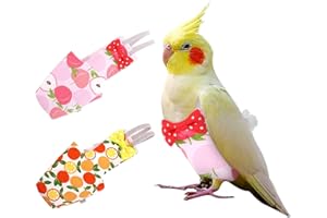 KAMA BRIDAL Bird Diaper Parrot Washable Diapers, Parrot Flight Suit, Reusable Nappies for Parakeet Cockatiel Mini Macaw Budgie Canary 2 Pcs