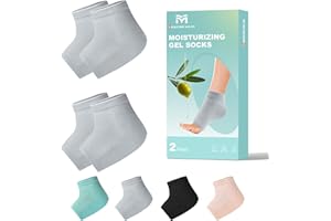 Migliore Wear 2 Pairs Moisturising Heel Socks, Gel Lining Cotton Socks for Exfoliating Dry Feet Cracked Heel Repair Treatment- Women and Men