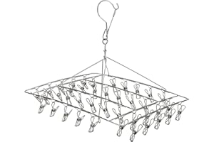 Laundry Mate Sock Hanger With 40 Pcs Clothes Pegs Stainless Steel Drying Rack Airer for Baby Clothes, Socks & Underwear With 360° Rotating Swivel Hook Durable & Rust-proof Including 40 Laundry Peg