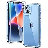 TAURI 5 in 1 Cover per iPhone 14, [Senza Ingiallimento] 2 Pellicola Vetro Temperato + 2 Protezione Fotocamera, [Protezione An