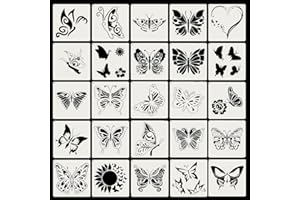 HAOHAI 25 stencil per pittura a farfalla, riutilizzabili con farfalle, stencil per pittura a parete, decorazione per la casa