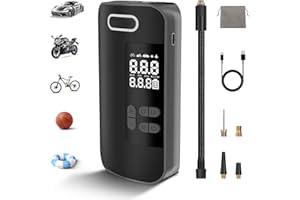 HeroJet Electric Air Pump, Mini Portable Bicycle Pump, Electric 150 PSI, Battery Air Pump with Digital Pressure Gauge and LED Light, Battery Compressor for Car, Motorcycle, Bicycle, Balls