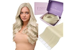 Fshine Extension Capelli Biadesive Biondo Bianco 30CM 20Pcs 30g - Adesive Remy Invisibili Tape in Real Human Hair 1000
