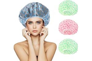 MOXYOY 4PCS Shower Cap, Waterproof Shower Caps for Women Long Hair, Reusable Bath Cap with Elastic Band for Spa Salon Hotel
