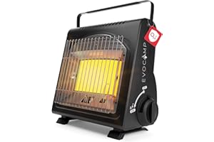 EVOCAMP Chauffage à gaz portable, réchauffeur de camping 1,7 kW, chauffage céramique, chauffage mobile parfait pour l'intérieur et l'extérieur (Chauffage à gaz)