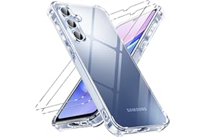Vauki Coque pour Samsung Galaxy A15 4G / A15 5G avec 2 Pièces Verre Trempé, Transparente Mince Souple TPU Silicone Étui, Antichoc Anti-Rayures Bumper Housse Protection Case pour Samsung a15 6,5"
