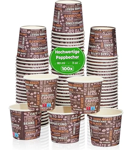 Caramont 400 Pappbecher 7 Oz Mit Holz-Rührstäbchen – Hitzebeständig, Umweltfreundlich Für Kaffee & Tee