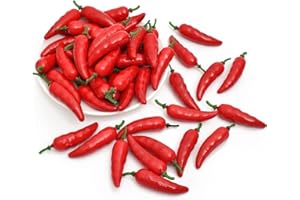HUIANER 50PCS Fake Red Pepper Simulation Lifelike Hot Chili Fake Vegetable Model Food for Home Kitchen Party Pub Decoration Ornament