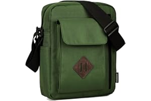 VASCHY Bolsos Hombre Bandolera, Casual Bolso Bandolera Pequeño Bolsa Mensajero Ligero Bolsos de Hombro Lona Bolsos Messenger para Hombre Mujer para Escuela Trabajo Viaje Diario, Verde