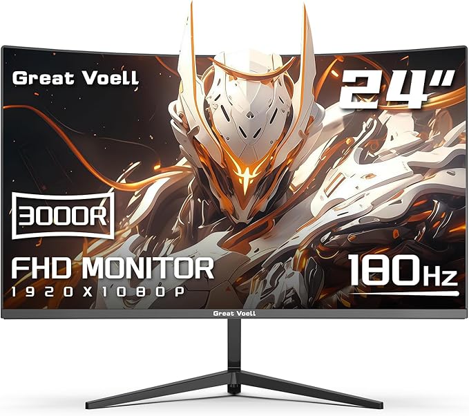 24 Inch Curved Gaming Monitor, 180Hz/200Hz FHD 1080P, 99% sRGB, 3000R,