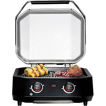 Plancha Électrique Intérieur/extérieur - 1000W Avec 14 Brochettes Tournantes - Minuterie - Surface Antiadhésive