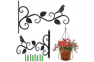 2 Pcs Crochets Muraux Mangeoire à Oiseaux Cintre, Support Murale Plantes Suspendues, STLOVe®Supports de Panier Suspendu,30cm Fleur Rétro Crochet Jardin, Jardinière/Lanterne Métal Suspension Accessoire