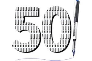 EYEYE Bolígrafos de punta redonda, Paquete de 50 Uds de tinta líquida azul, Punta fina de 0.5 mm, Secado rápido para Escribir,para Oficina, Hogar, Empresa, Escuela