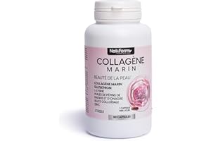 Collagène Marin - Beauté de la Peau - 90 Capsules | Glutathion, L-Lysine, Huiles de Pépins de Raisin et d’Onagre, Silice Colloïdale, Zinc | Nat&Form