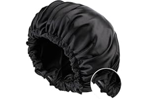 JUIMTIEN Satin Schlafhaube Haar Mütze Mädchen Seidenmütze,Damen Lange Satin Mütze Schlafhaube Extra Große Satin Haarhaube Doppellagig Verstellbare schlafhaube haare schützen