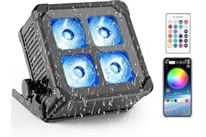 Oloaxolx 60 W foco Par LED Batería impermeable RGBWA+UV luz de escenario inalámbrica recargable con control remoto aplicación DMX512 iluminación exterior para bodas conciertos decoración del hogar
