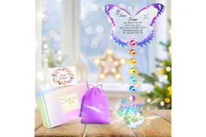 Focxoio Nan Birthday Gifts from Granddaughter, Crystal Butterfly SunCatchers Nan Gifts Christmas Thanksgiving for Nan with Gift Box