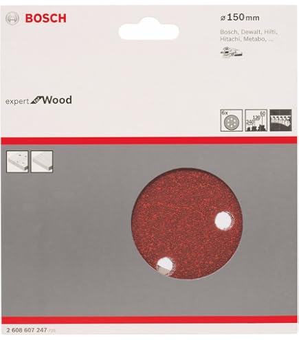 Bosch Lot De 6 Disques Abrasifs Pour Ponceuse Excentrique 150 Mm - Grain Fin Peinture/vernis - Fixation Velcro 6 Trous