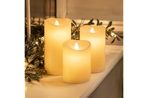 CHRISTOW Flameless LED Candles Battery Operated Real Wax Flickering Flame Set of 3