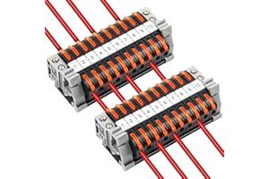 TIHOOK Reihenklemmen Hutschiene PCT-211, 20 STK Klemmblock Hutschiene, für 0,08-4 mm² Kabeldurchmesser, Kabel Klemmen Verbinder mit Markierungsstreifen und Schiene, für Elektroprojekte