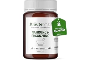‎KRÄUTERMAX. Leinsamen Kapseln hochdosiert - vegan - Pulver Linum usitatissimum Extrakt - Glutenfrei - Leinsamenextrakt | Premiumqualität in Kleinserie produziert | 1 x 90 Stück