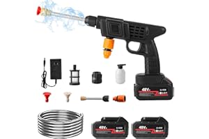 Gedsidnzo Cordless Pressure Washer with 2 Batteries,48V 600PSI High Power Washer,Portable Jet Wash for Car Garden Home Patio Driveways,Spray Nozzles,Soap Dispensing Bottle,32.8FT Hose Included