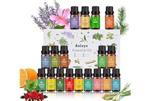 AULAYA Oli Essenziali per Diffusori, Set di olio essenziale 18 x 10 ml, Essenze Naturali,Tea Tree Lavanda Rosmarino Eucalipto Ylang-ylang Incenso Citronella Arancia Menta Limone Bergamotto