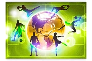 murando Papier peint intissé 350x256 cm Décoration Murale XXL Poster Tableaux Muraux Tapisserie Photo Trompe l'oeil Football Terrain de sport Vert Enfants i-A-0093-a-d