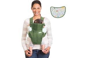 Infantino Swift Classic Baby Carrier, 2 Ways to Carry with Wonder Cover Bib, Adjustable Strap, Registry Essential, Baby Carrier for Newborn to Toddler 3,18-11,79kg, Olive