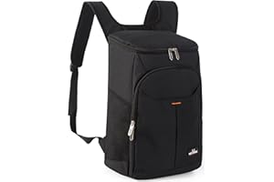 QINGLOU Zaino Termico Frigo 25L, Borsa Termica Porta Pranzo Borsa Frigo Borsa della Spesa Isoterma per Alimenti Mantenere Caldo o Freddo per Famiglia all'aperto, BBQ, Pesca e Spiaggia (Nero)