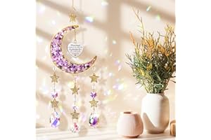 EFNHJF5 Geschenke für Frauen,Geburtstagsgeschenk für Frauen,Muttertagsgeschenke,Geschenke für Schwestern Freundin und Kollegin,Mond Sonnenfänger Kristall,Windspiel für Fenster Schlafzimmer Auto Haus