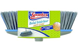 SPONTEX - 1 Tête de balai intérieur - Compatible avec tous manches Spontex - Fibres double action - Bords antichocs